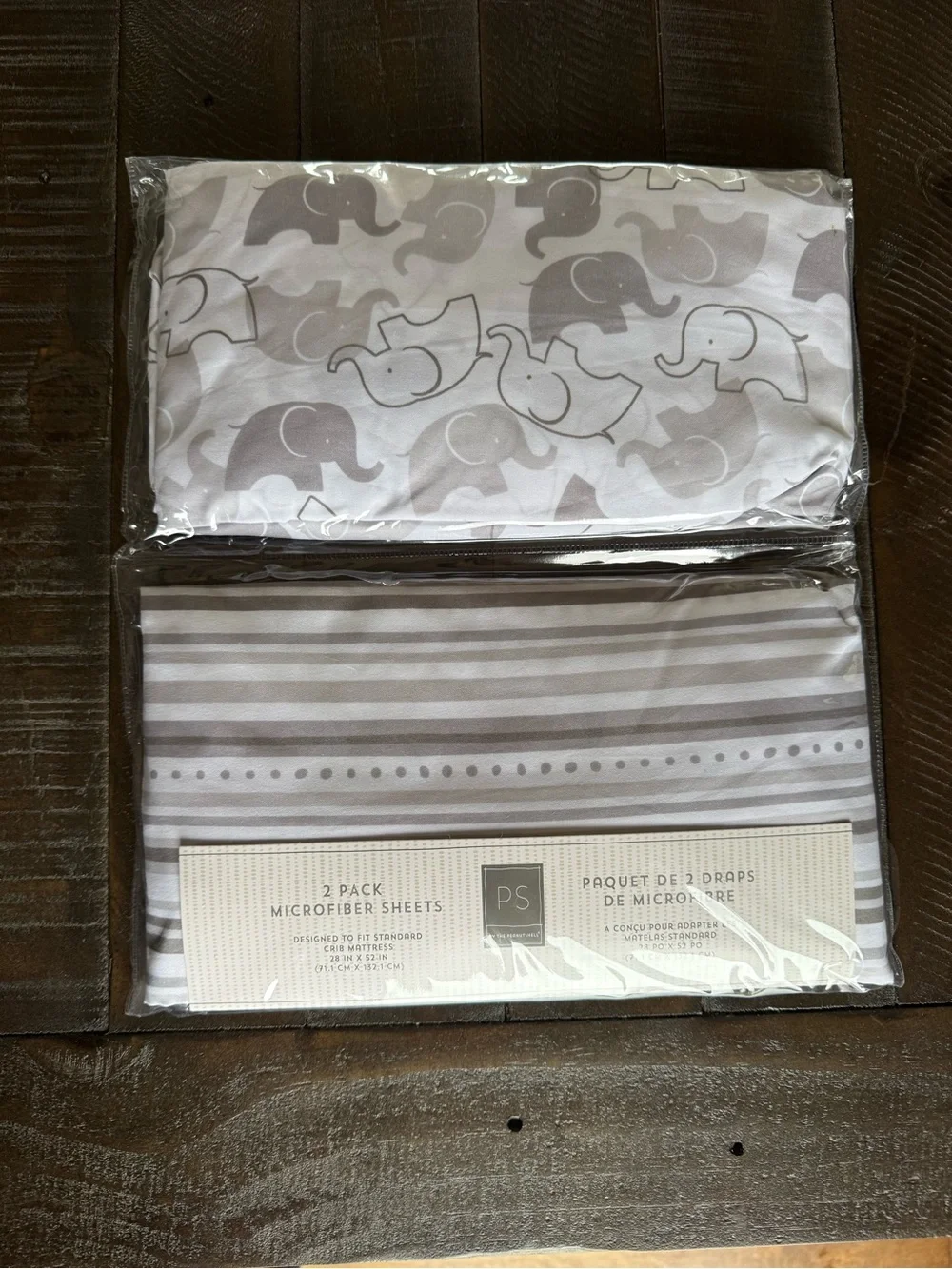Gray & White Baby Elephant Microfiber Crib Sheet Set - 2 Pack Peanut Shell